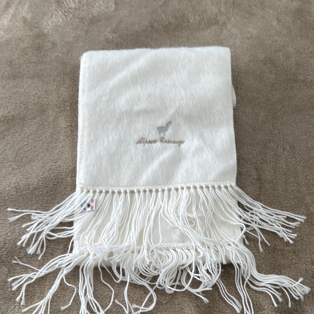 Alpaca Camargo Cream Peruvian Wool Blend Fringed Scarf